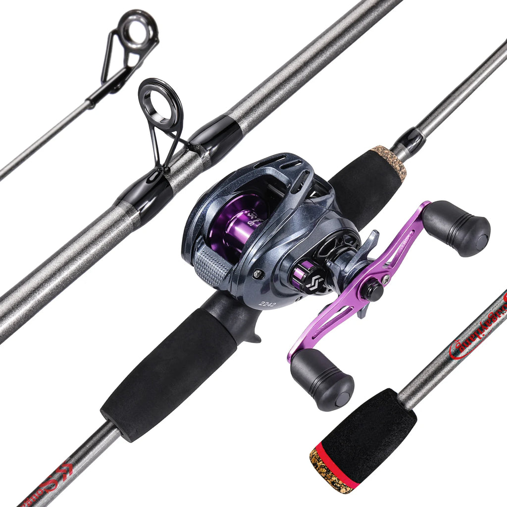 Sougayilang 1.7m Fishing Rod Carbon Fiber Casting Rod and Baitcasting Reel combo with Free Pe Line As Gift Max Drag 8kg for Bass