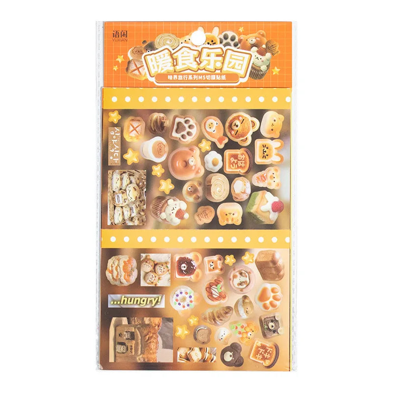 4pc/set Japanese Y2K Cute Scrapbook Sticker Aesthetic Kawaii Animal Food Dessert Journaling Sticker DIY Decor Stationery Sticker