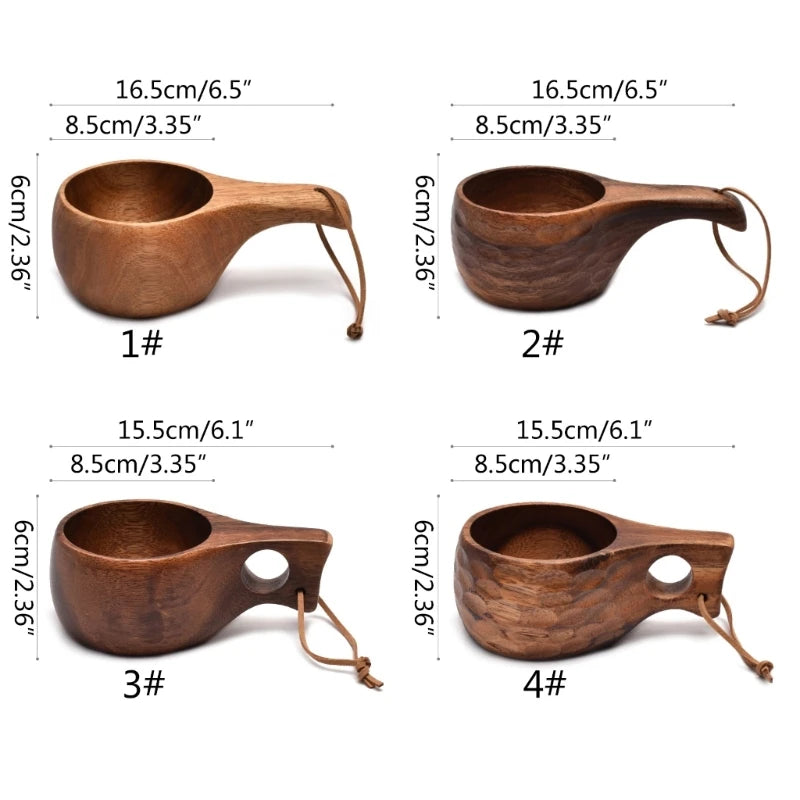 2025 New 210ml Outdoor Wood Cup Kuksa Camping Mug Coffee Milk Cups Mugs Acacia-Wood Drinkware Bushcrafts Artifact Kitchen