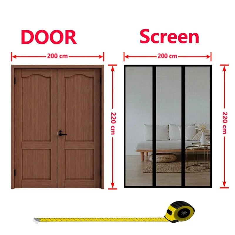 Black Magnetic Door Screen Mosquito Net Custom Size Summer Anti Insect Mesh Automatic Closing Curtain Applicable To Glass Doors
