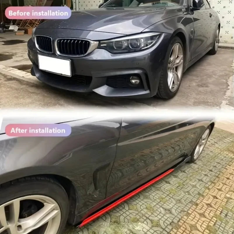 Universal Side Skirt Extension Lip Kit 2.18m Pair 8pcs Gloss Black or Reddish Black