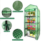 4 Tier Mini Greenhouse, Portable Greenhouse with Rust-Resistant Frame and PVC Cover for Winter Garden Patio Backyard Porch
