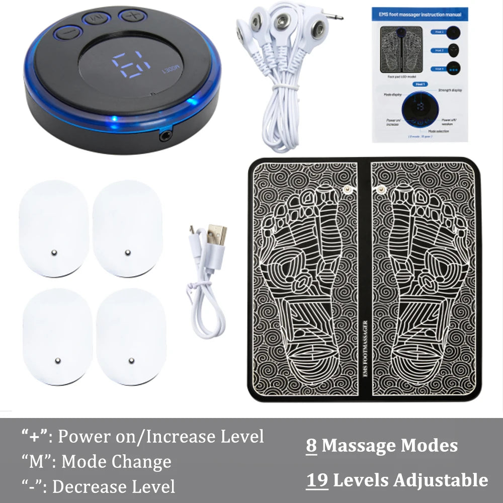 EMS Foot Massager Mat Electric TENS Foot Massage Pad Foldable Muscle Stimulator