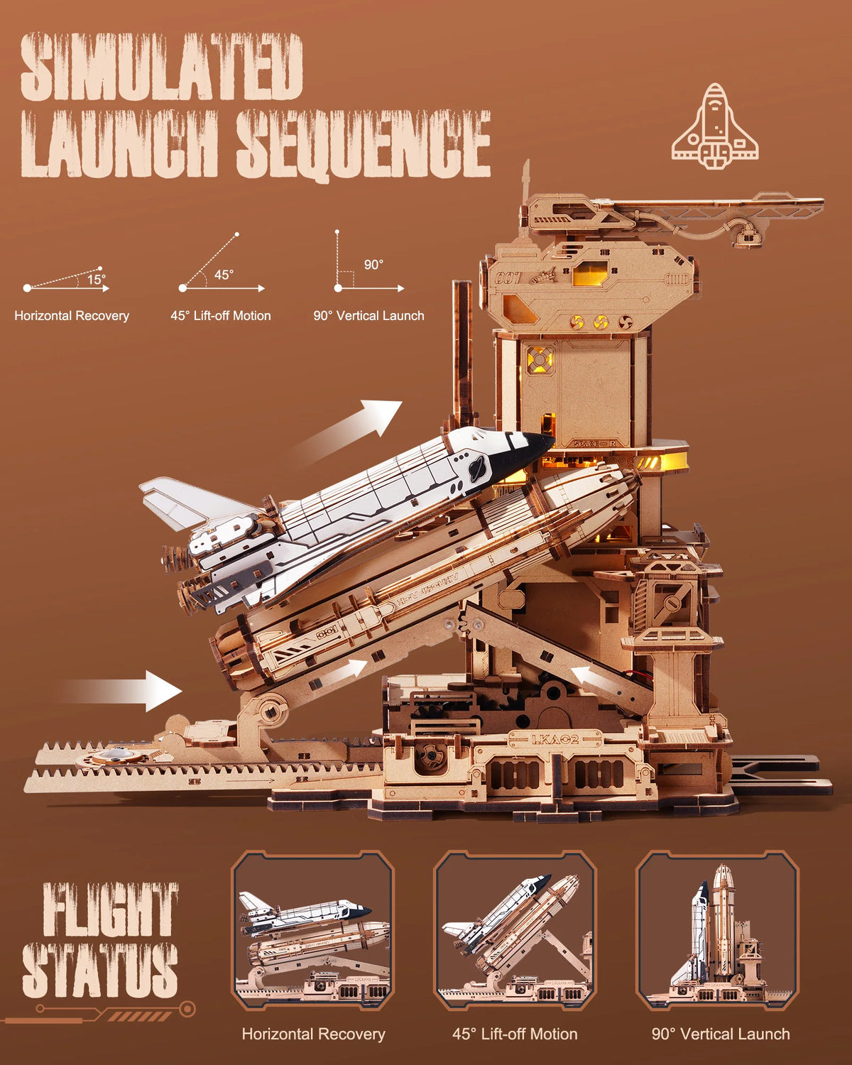 Robotime Rokr 3D Wooden Puzzle Space Shuttle Model Kits For Adults To Build STEM Toy Gift LKA02