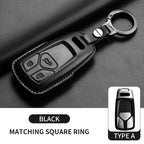 Auto Key Shell Fob For Audi A4 A4L A5 Q5 Q7 TT TTS 8S B9 2016 2017 2018 Leather Car Remote Key Case Cover Keychain Accessories