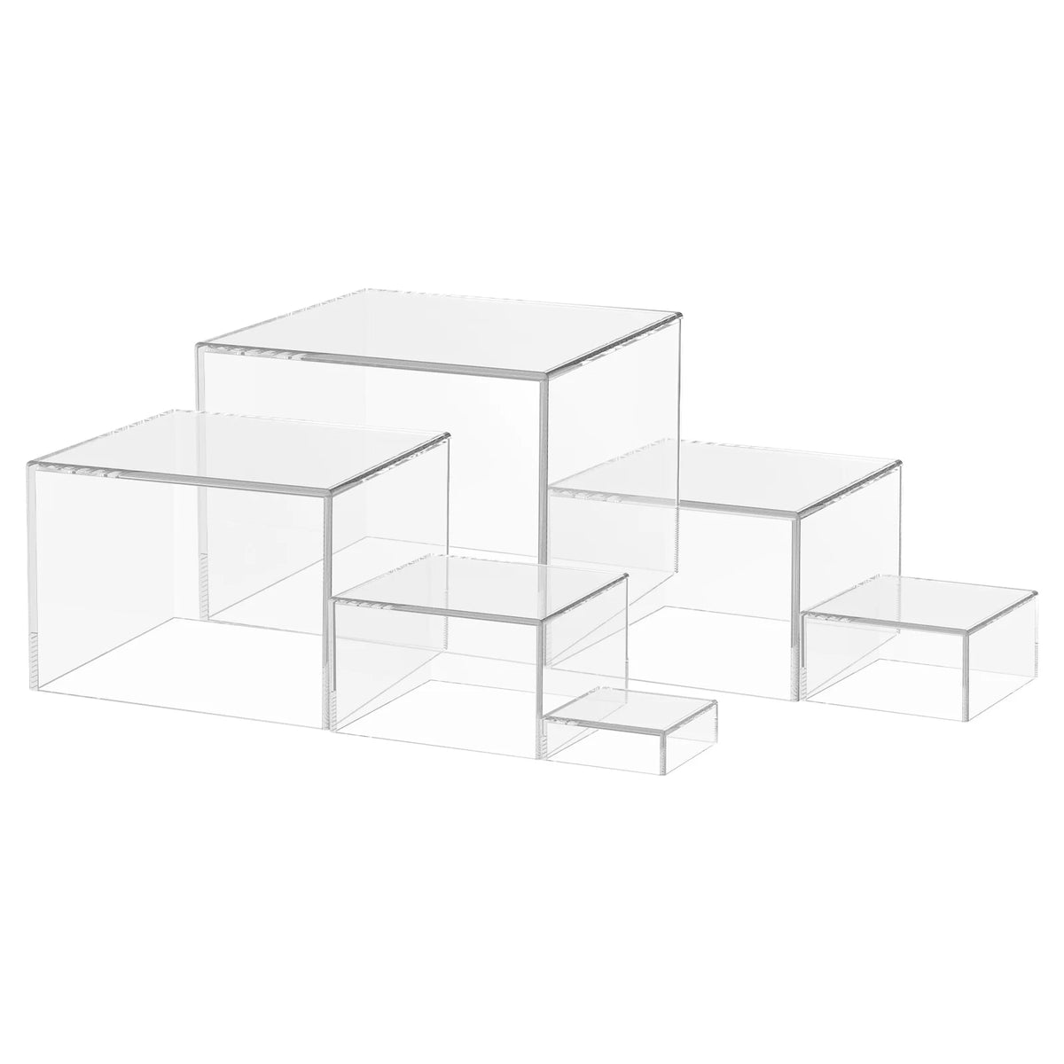 6pcs Acrylic Buffet Riser Food Display Stands Stackable Table Dessert Cake Party Buffet Display Decorating Box 6 Different Sizes
