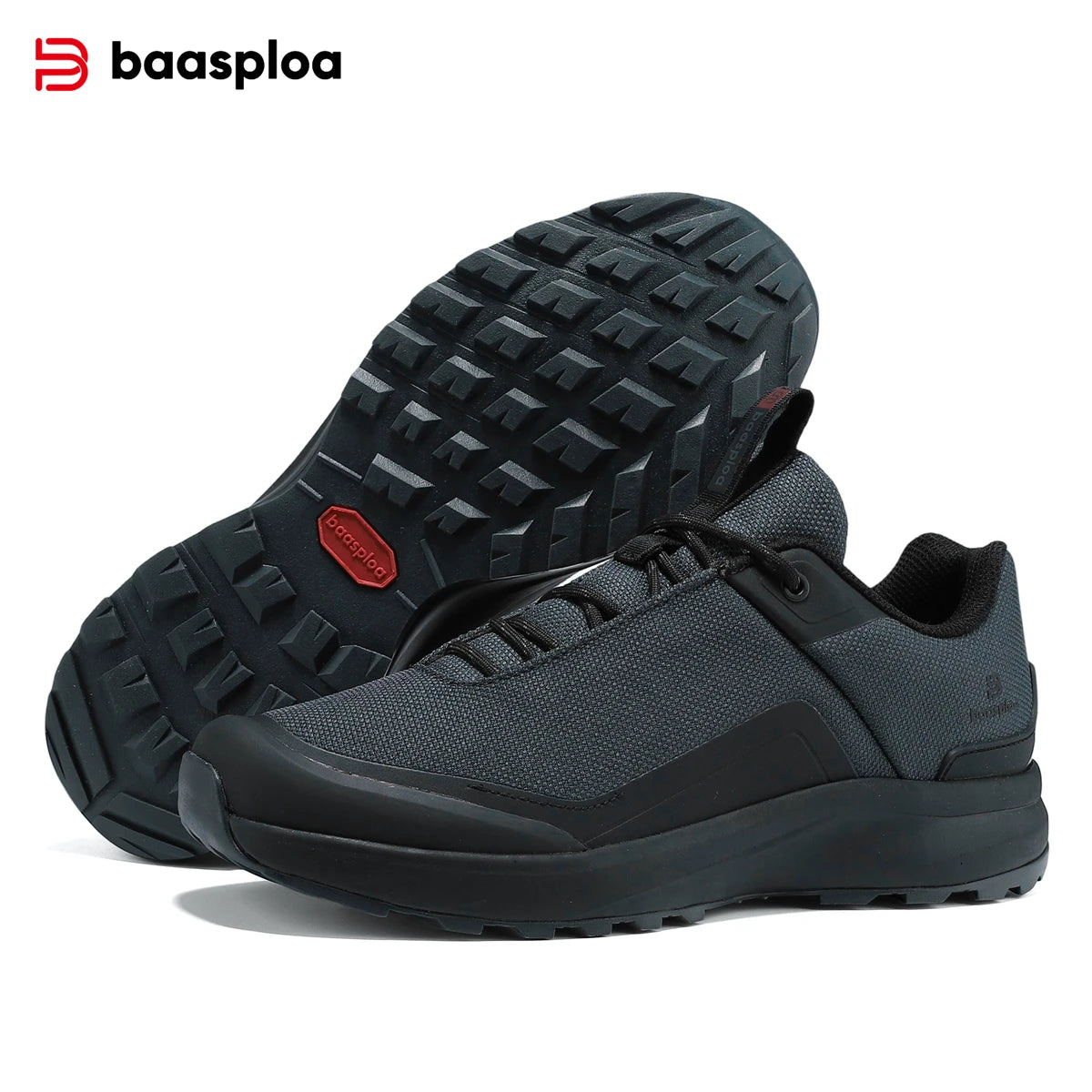 Baasploa Hiking Shoes Men Outdoor Climbing Lace-Up Sneakers Male Anti Splash Water Casual Wear-Resistant Non-slip Walking Shoes