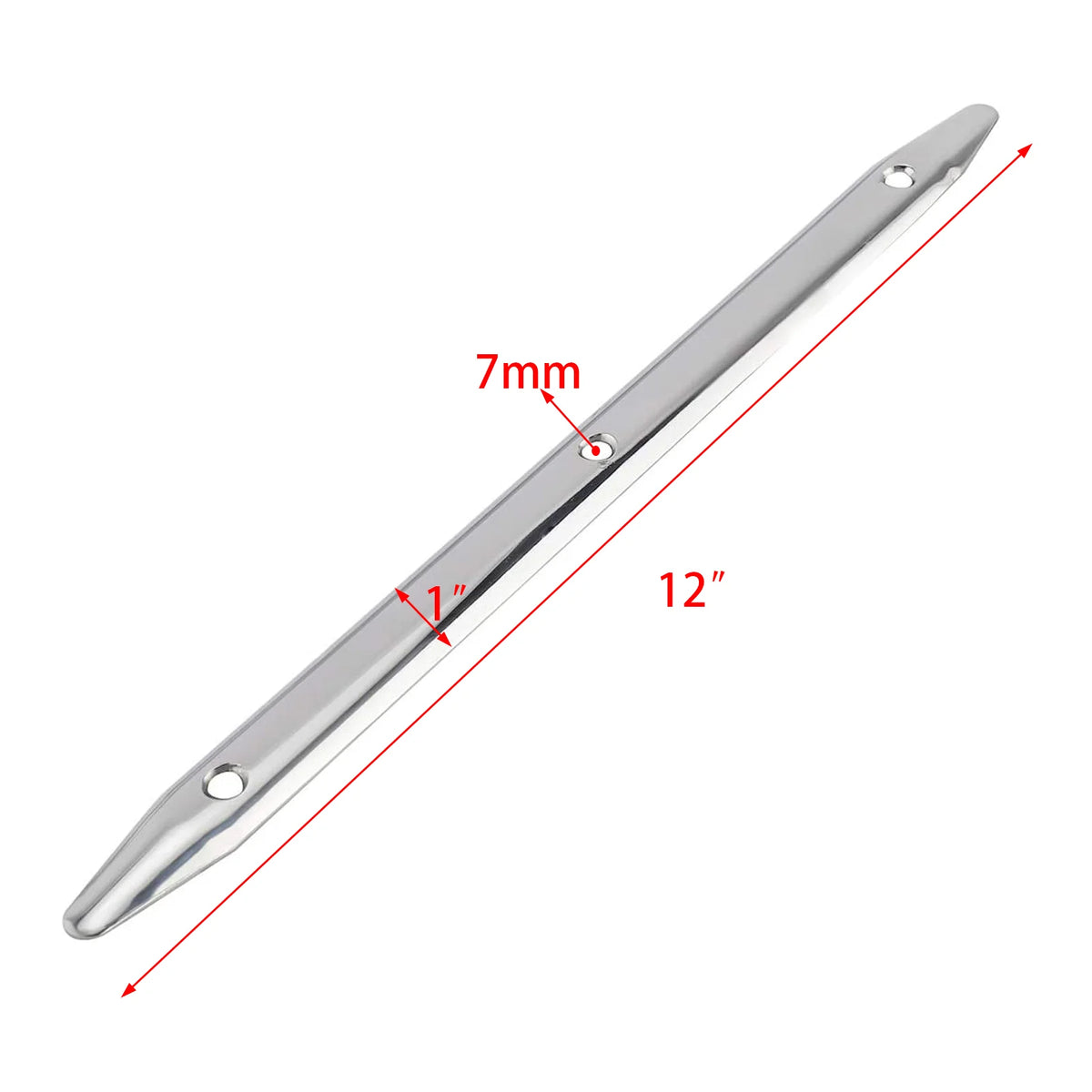 2PCS Boat 316 Stainless Steel 12" Flattened 3-hole Line Rub Strakes Edge Anti-collision Protection Fender Strip Marine Hardware