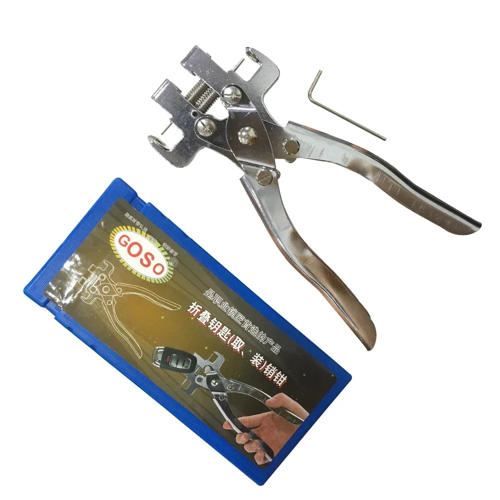 Car Key Disassembly Pliers – Remote Key Folding Tool for Installing Flip Key Blades & Removing Pins – Locksmith Repair Kit