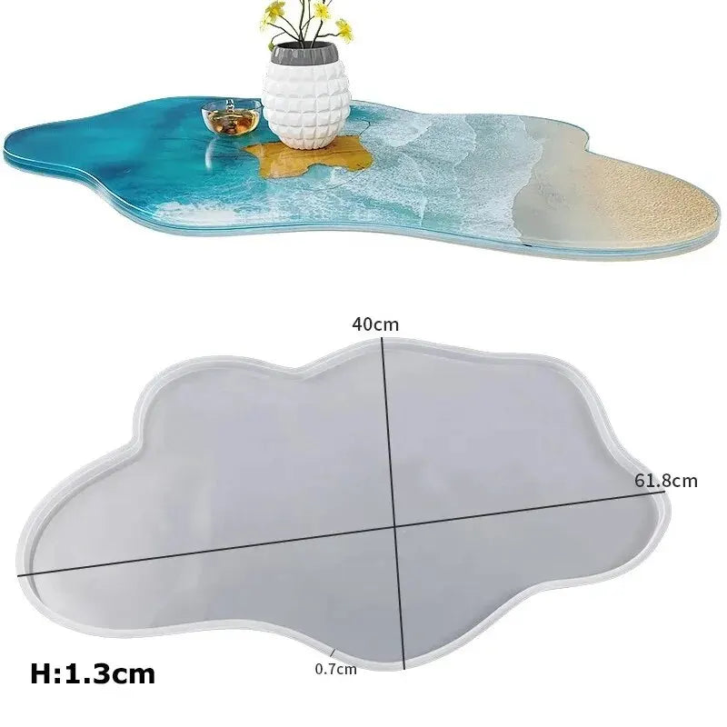 60cm Ocean Big Round Rectangle Table Resin Mold Oversize Round Table Ornaments River Table Silicone Mold Resin Casting Making
