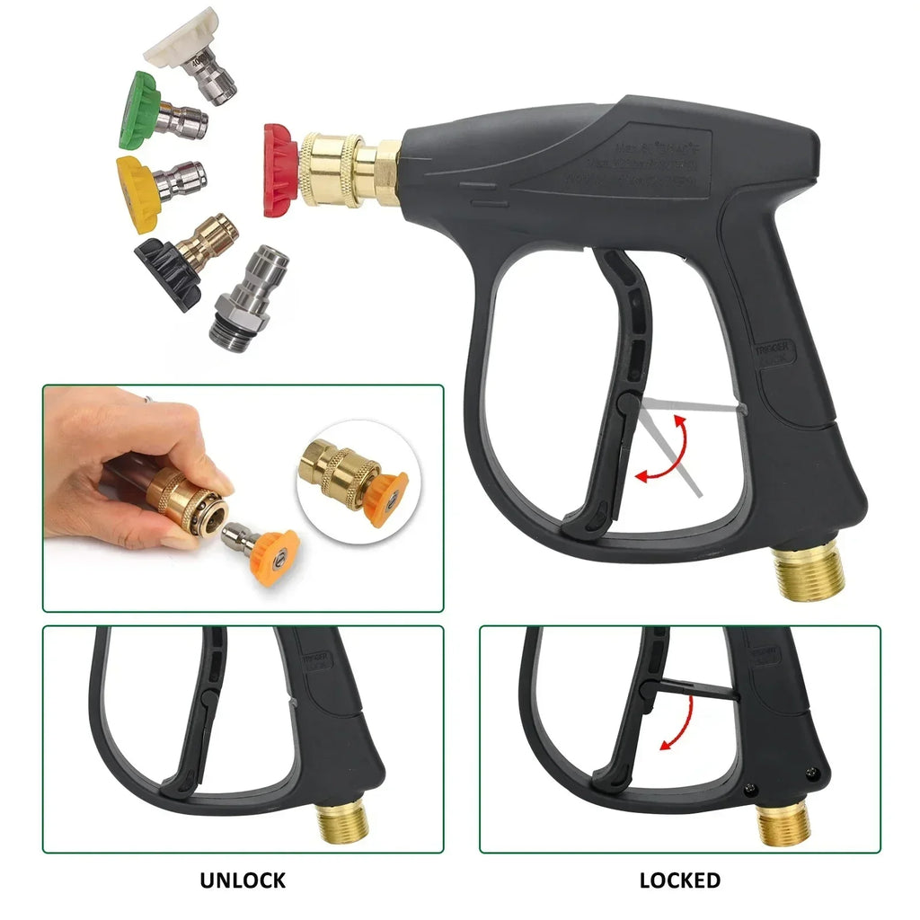 Pressure Washer Gun with Hose Adapter & Quick Connect Nozzle for Karcher Nilfisk Bosch Parkside