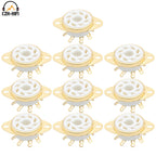 10pcs 8-Pin Octal Ceramic Tube Socket Valve Base for KT88 EL34 6L6 6V6 6SN7, Gold/Tin Plated