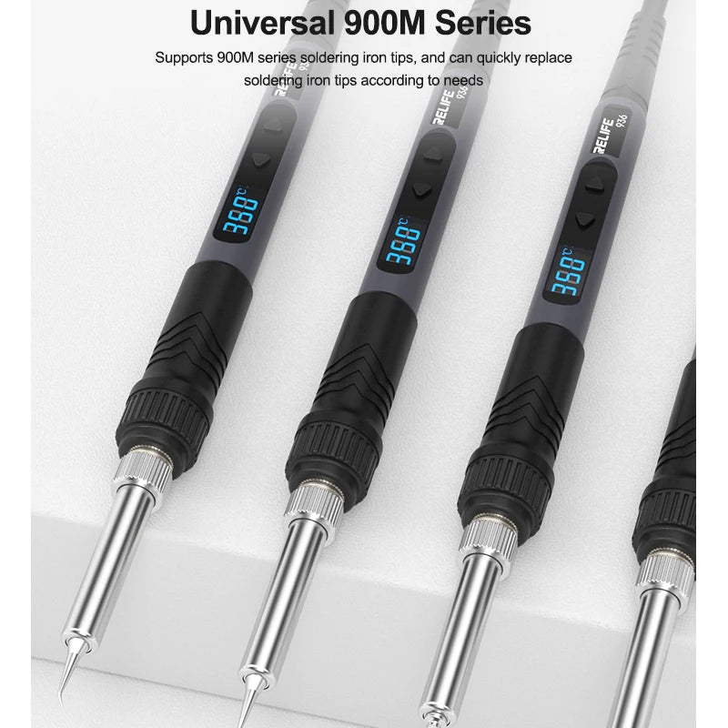 RELIFE 936 90W Intelligent Digital Display Portable Soldering Iron 120~550℃ Adjustable Supports 900M Series Soldering Iron Tips