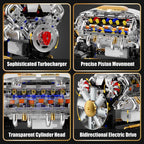 MOC Technik Electrically Driven V8 Engine Model Car Building Blocks Set Creative Educational Toys Christmas Gifts For Boys Kids
