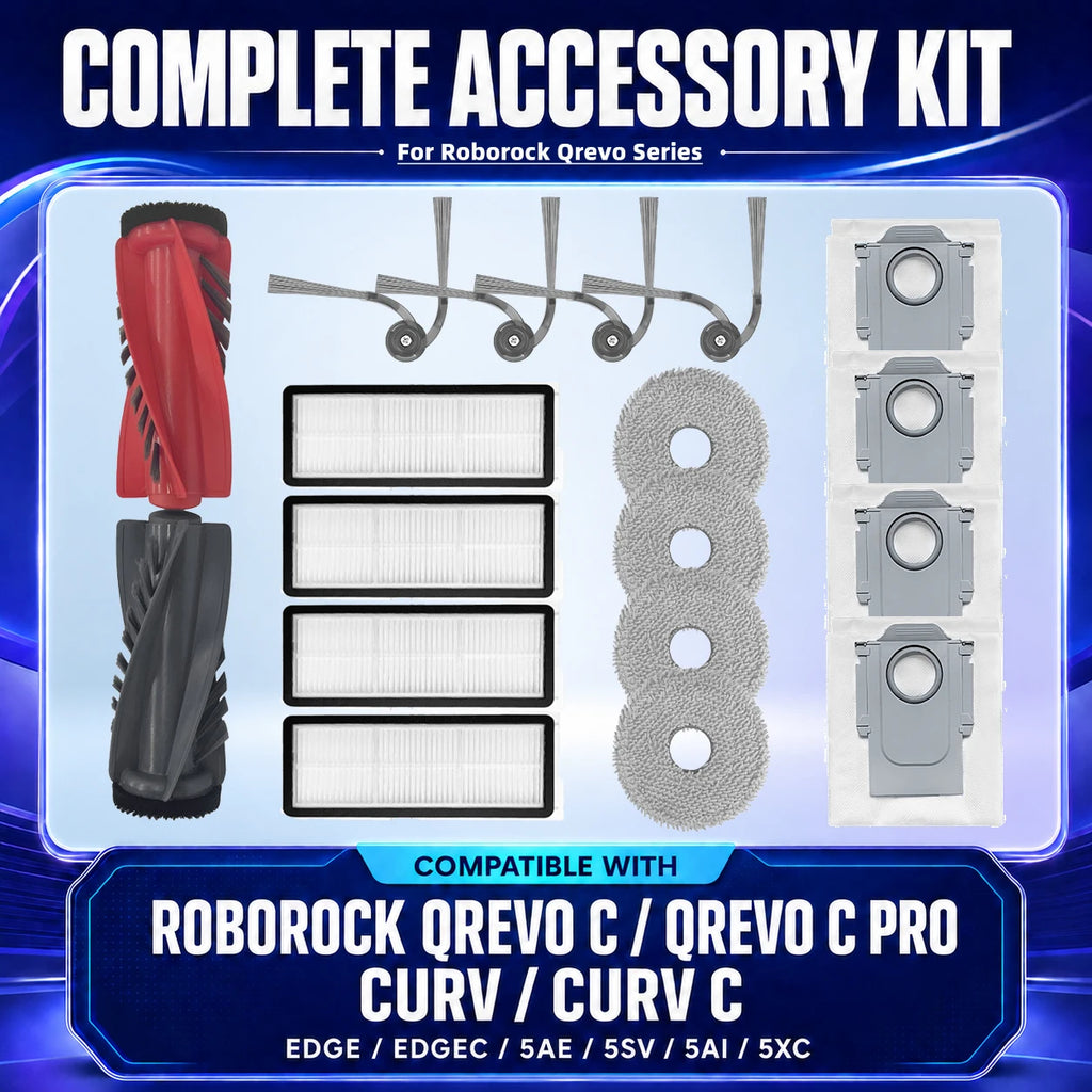 Fit for Roborock Qrevo C/Curv/CurvC/CurvC PRO/Edge/EdgeC/5AE/S5V/S5X/5AI/5XC Main Side Brush HEPA Filter Mop Pad Dust Bag Parts