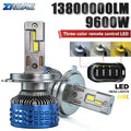 9600W H7 H11 LED Headlights Canbus H1 H4 9005 HB3 9006 HB4 6000K 4300K 3000K Three Color Remote Control Car LED Bulb Strobe Lamp