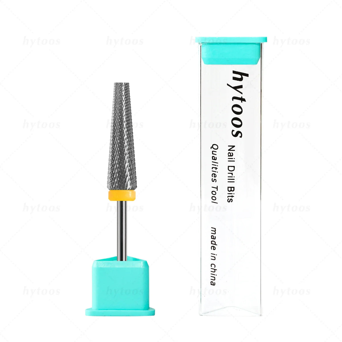 HYTOOS Flat Top 5 in 1 Nail Drill Bit 24mm Long Carbide Tapered Nail Bits Electric Drill Accessories Gel Polish Removal Tool