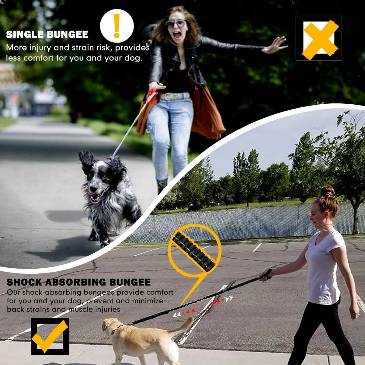 Fashion&cool Heavy Duty Dog Leash Especially Large Dogs，Reflective Dog Walking Training Shock Absorbing Bungee  Car Seat Belt