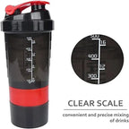 500ML Portable Protein Shaker Cup with Powder Storage Container Mixer Cup Gym Sport Water Bottles with Wire Whisk Ball