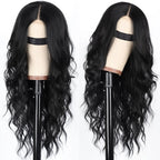 Women's Synthetic Lace Front Wig 26 Inch Long Wavy Middle Part Heat Resistant 1B Black