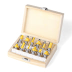 12pcs Router Bits Set Carbide Straight Trim Milling Cutters, 6mm/8mm/6.35mm/12.7mm Shank
