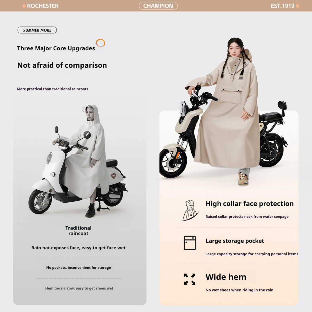 Raincoat integrated full-length thickened rainstorm proof electric battery motorcycle rain proof one-piece poncho for adults
