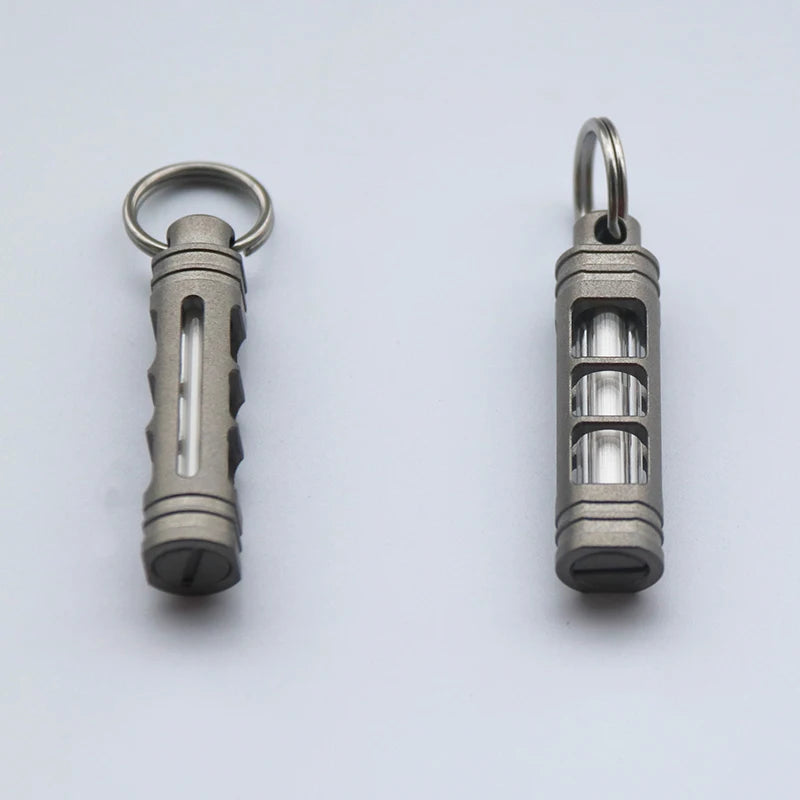 Titanium Alloy Luminous Night Signal Light Outdoor EDC Luminous 3.5*25mm Fluorescent Tube Self-illuminating Key Chain betalight