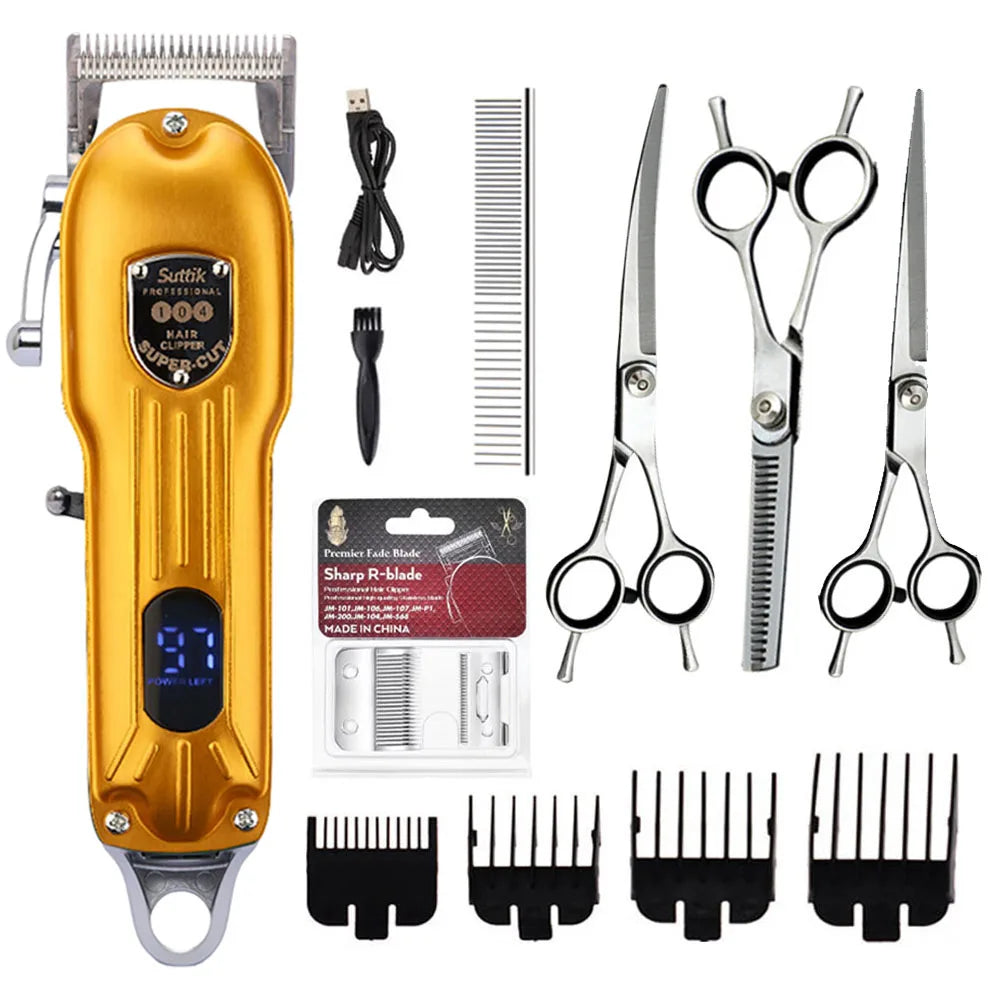 Rechargeable pet hair clipper all-metal dog & cat grooming trimmer low noise