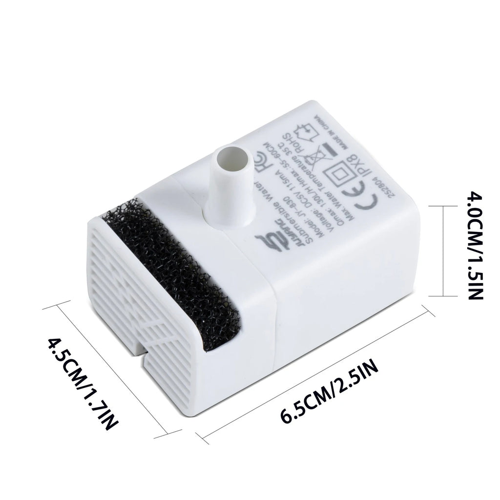 Cat Water Fountain Pet Water Pump Replacement for Cat Drinking Dispenser Pet Accessories Ultra-Quiet USB（No Plug Water Pump）
