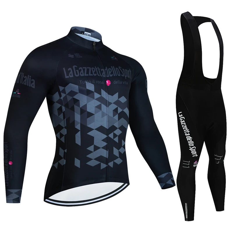 Men's Professional Long Sleeve Cycling Jersey & Padded Shorts Set, Quick Dry, Reflective, Breathable Bike Wear Clothing for Men
