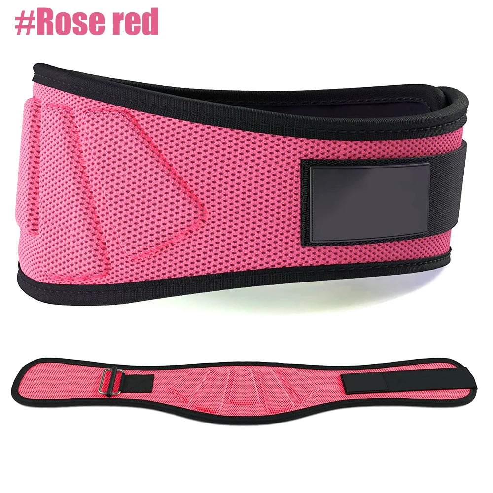 Weightlifting Belt Lumbar Back Support Waist Brace for Squats, Black/Blue/Gray/Rose Red S-XXL