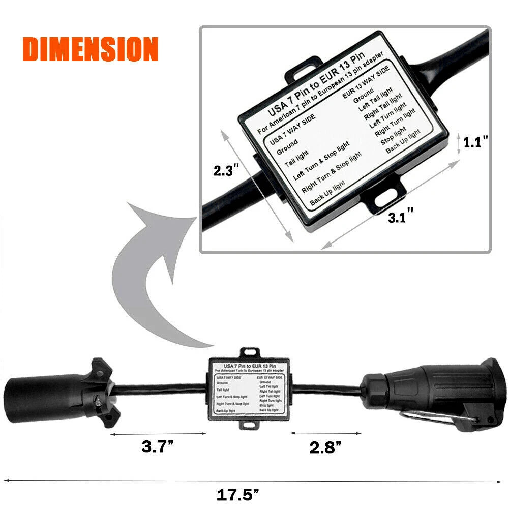 Car Converter US 7-Way Plug To Eu 13-Pin US 7 Way to EU 7 US 4 to EU7 Round Connector Trailer Light Converter Accessories