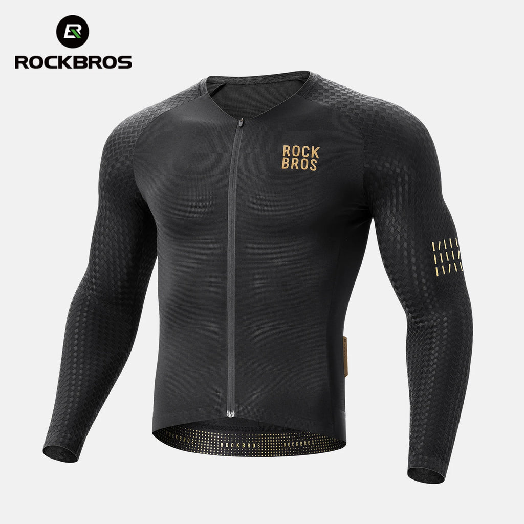 ROCKBROS Cycling Jersey Spring Autumn Lightweight High Elasticity Long Sleeve Bicycle Jersey Wicking Breathable MTB Bike Jersey