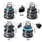 2pcs 12V LED fog light bulbs with projector lens, H11/H8/H7/9006 HB4, colors