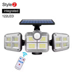 1 PACK Outdoor Motion Sensor Lamp, 4-Head Solar Power Light, 122 LED Solar Light, Flood Lights ,3000 Lumens,270° Lighting  Range