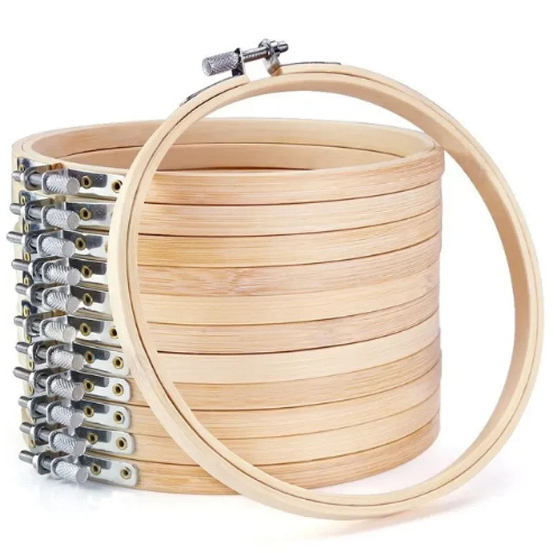 10pcs/Set 10-40cm Wooden Embroidery Hoops Frame Set Bamboo Embroidery Hoop Rings For DIY Cross Stitch Needle Craft Tool