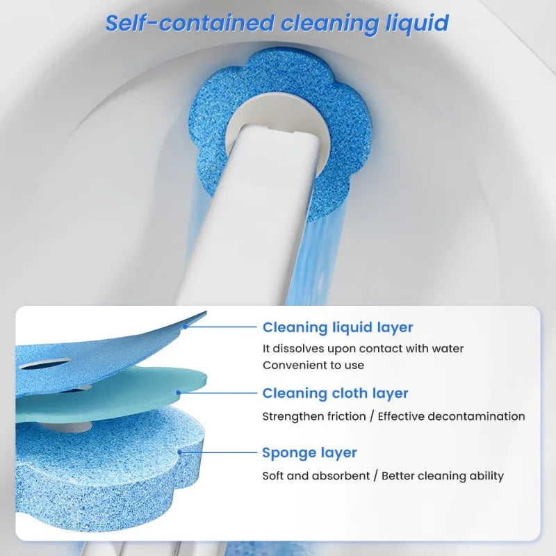 Disposable Toilet Brush Cleaner WC Replacement Sponge Pad Toilet Cleaning Brush Refills Bathroom Cleaning Accessories
