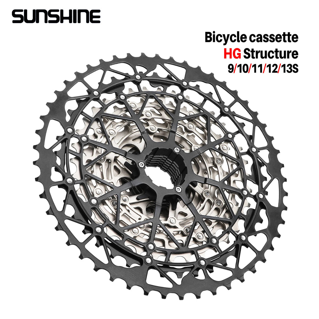 SUNSHINE MTB cassette freewheel HG sprocket carbon steel 10/11/12/13 speed 11T-40T to 11T-52T