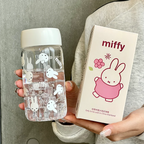 Miffy cartoon rabbit print clear plastic water cup, portable coffee tumbler, 1pc