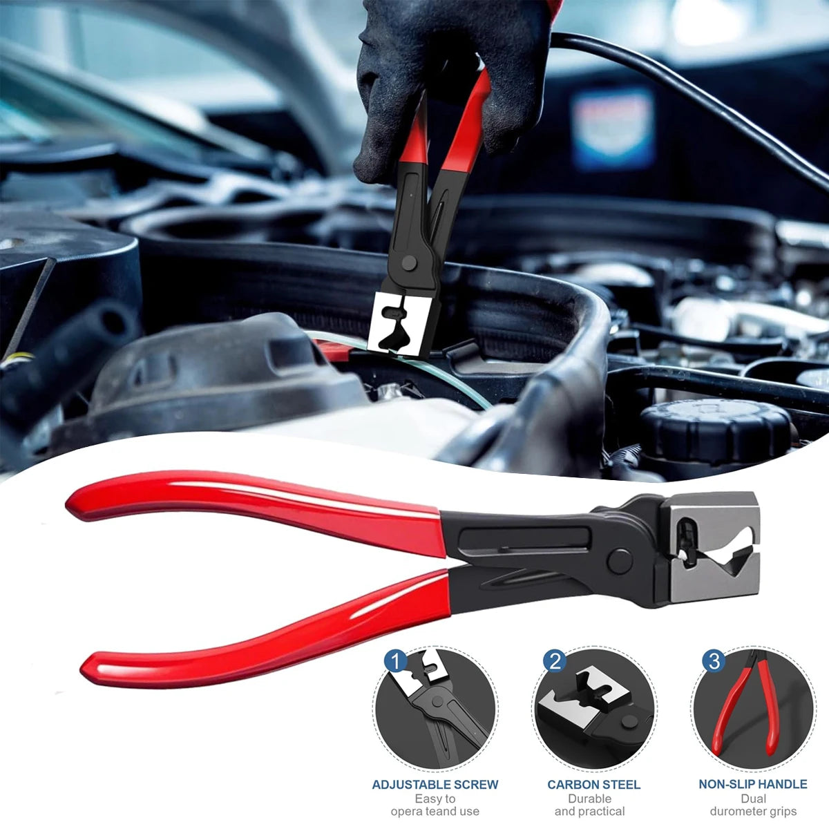 Wire Long Reach Hose Clamp Pliers Set Fuel Oil Water Hose Auto Tools,Hose Clamp Pliers for Fuel Oil & Water Hoses,Red