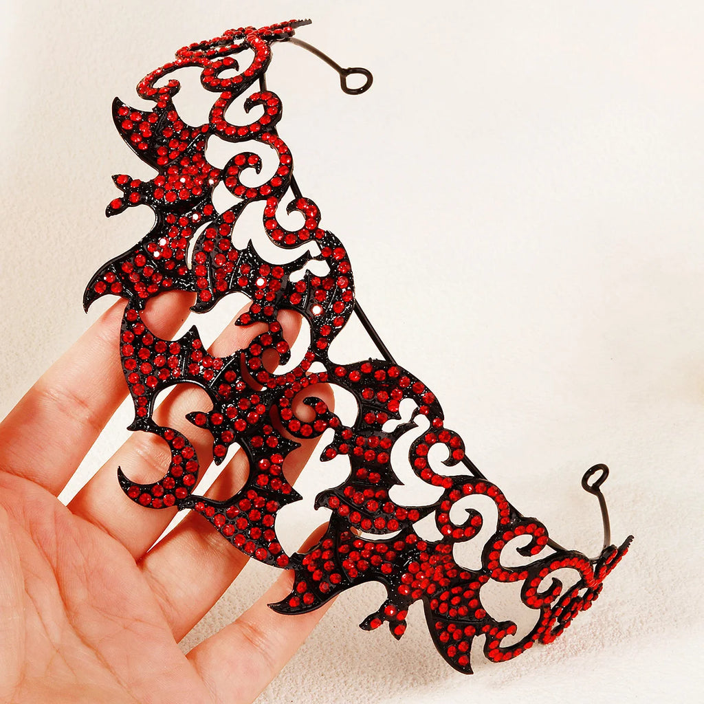 Halloween Gothic Style Alloy Crown Skull Bat Spider Handcrafted Crystal Jewelry Hair Accessories For Women Holiday Headwear