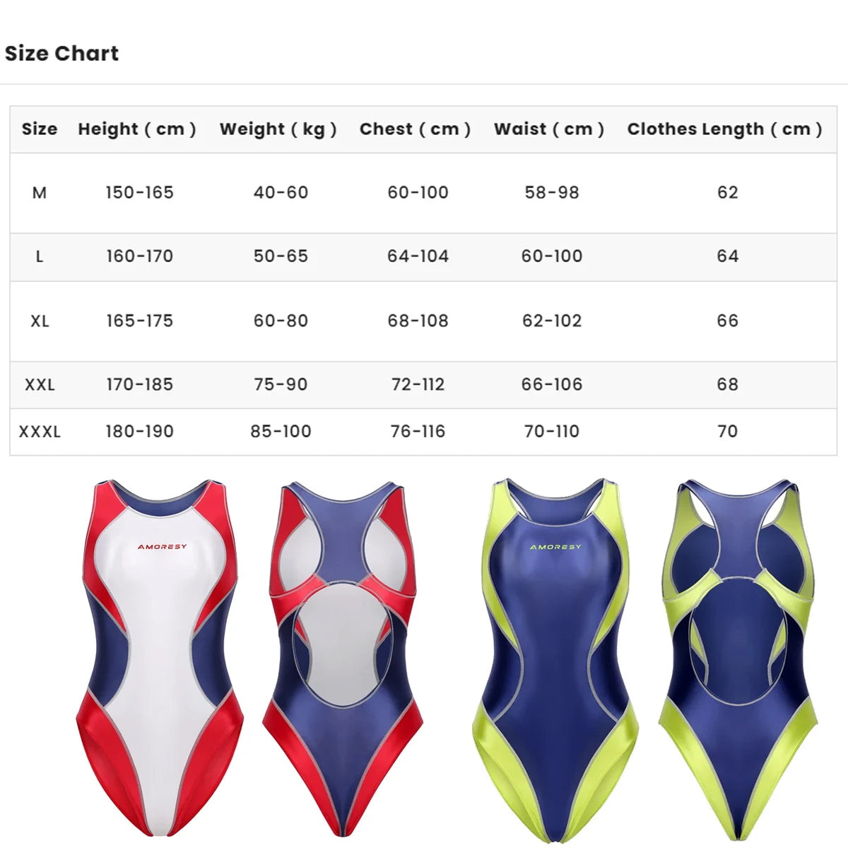 AMORESY Venus Women's One-Piece Backless High Waisted Swimsuit, Colorblock, Sizes M-XXXL