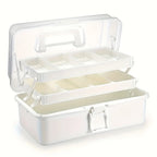 3-Layer Plastic Dividing Storage Box Craft Organizer and Storage with Adjustable Spacers Portable Handled Art Supply Organizer