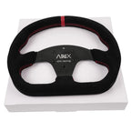 Universal 325mm/12.8inch Black Flat D Shape Suede Leather Steering Wheel 70mm-PCD For Most Vehicles & Sim Racing Game STW043