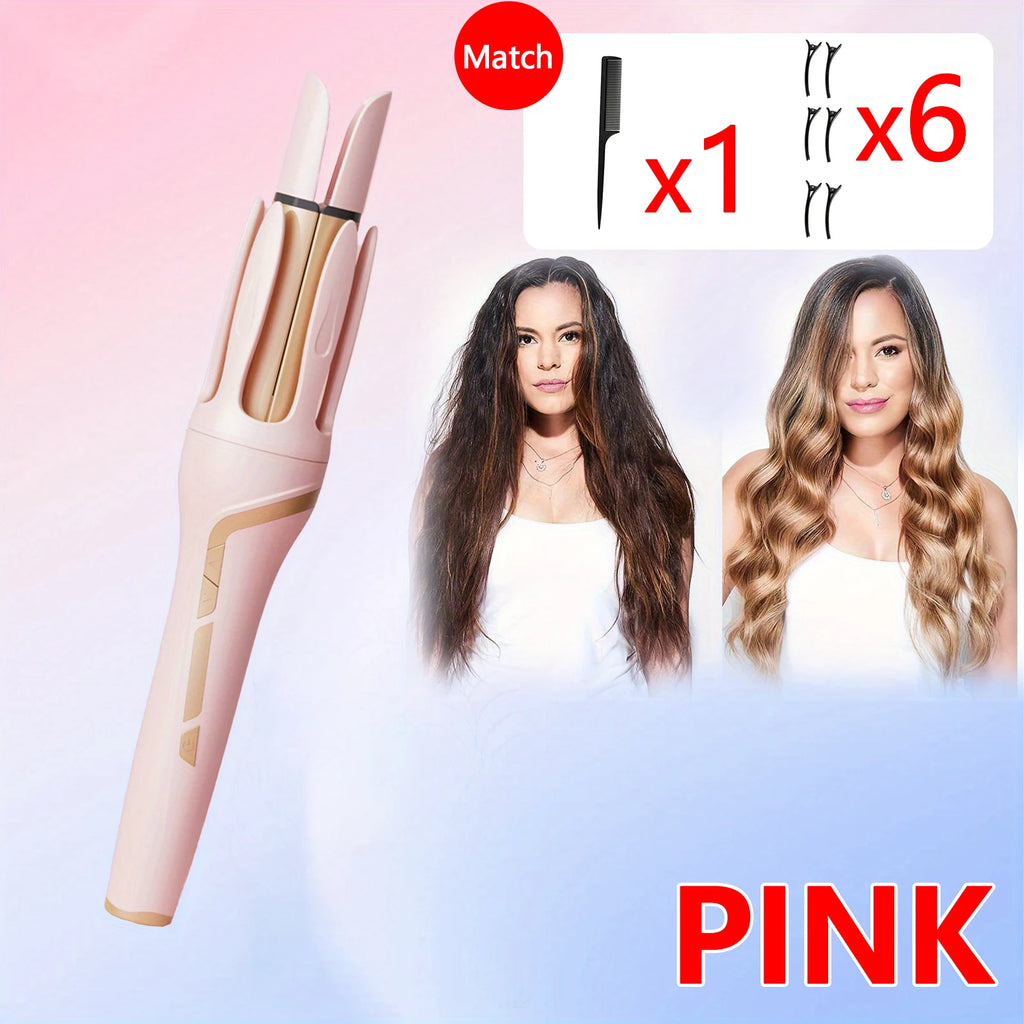 SoftAura Automatic Curling Iron 32mm Large Barrel Big Wave Styling Tool Damage Free Hair Long Lasting Curls Home Travel Use