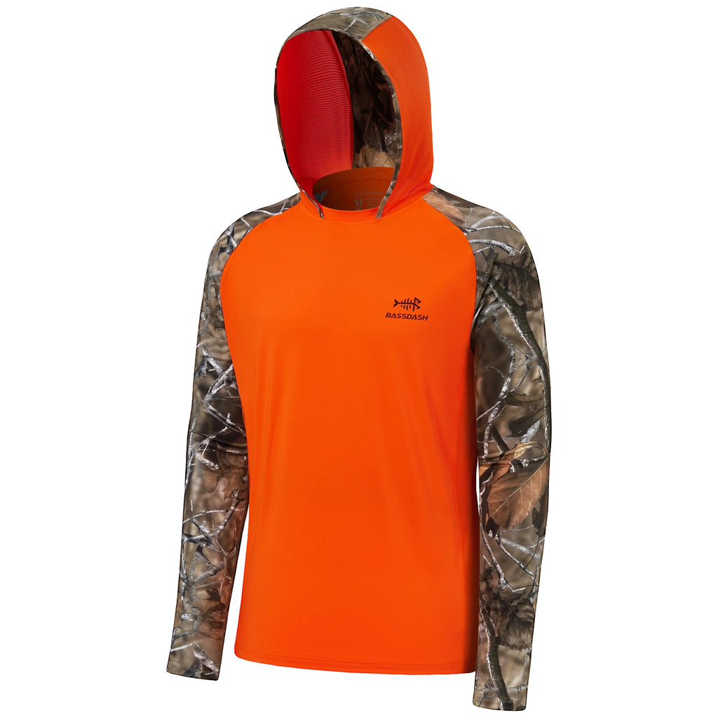 Bassdash Men’s UPF 50 Performance Fishing Shirt Cooling Hoodie Camo Long Sleeve  FS17M