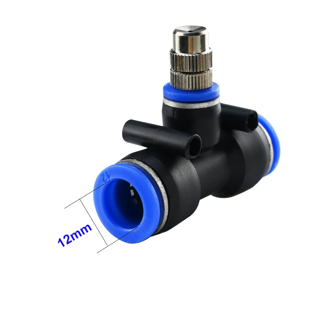 10 Sets Adjustable Copper Misting Nozzle Universal Spray Sprinkler With 8mm Tee Connector for Watering Irrigation Cooling