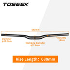 TOSEEK ZF-ONE Carbon MTB Handlebar 31.8mm Clamp Flat/Rise 580-760mm