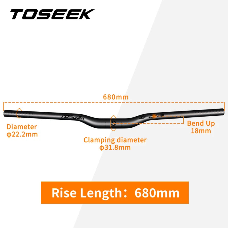 TOSEEK ZF-ONE Carbon MTB Handlebar 31.8mm Clamp Flat/Rise 580-760mm