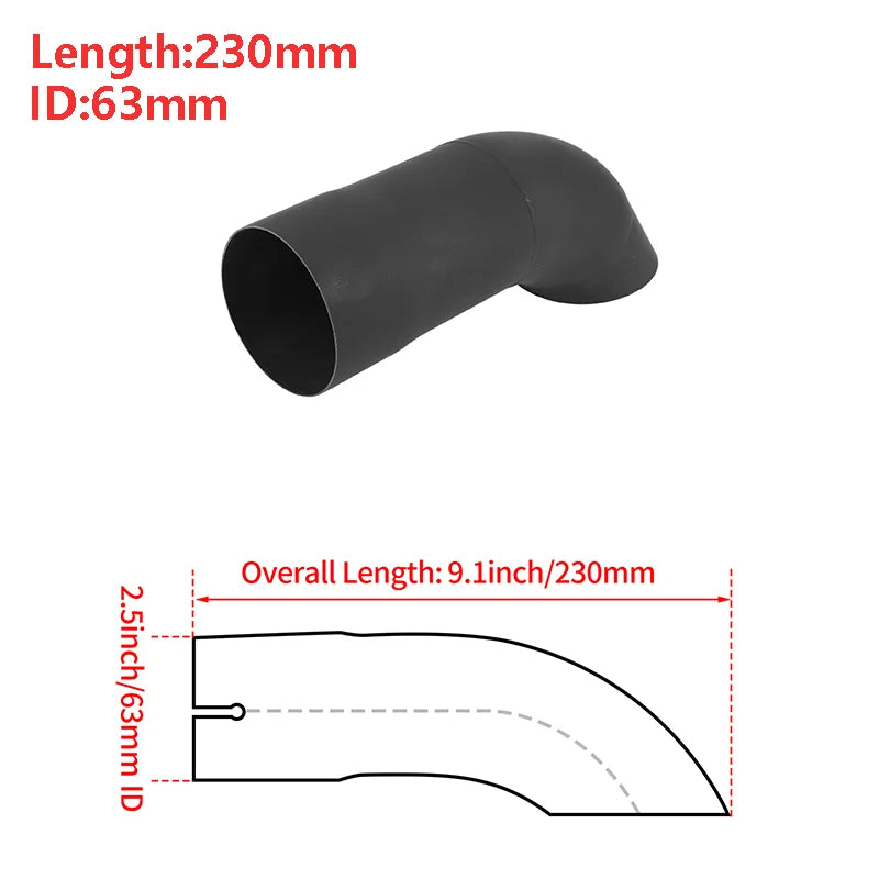 X Autohaux 51mm ID Inlet Turn Down Exhaust Tip T304 Stainless Steel Mandrel Bend Elbow Tube 230mm Length 125 Degree for Car